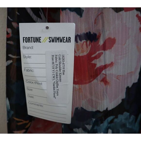 Fortune Swimwear Women's One Size Garden Floral Cold Shoulder Kimono Cover Up - Picture 3 of 6